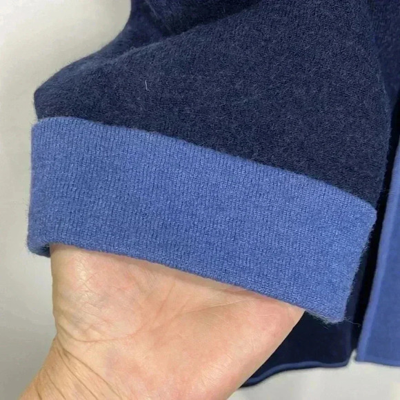 Modern Soul Womens Cardigan Blue L Open Front Long Lines 96% Wool Knit EUC Flaws - Picture 5 of 12